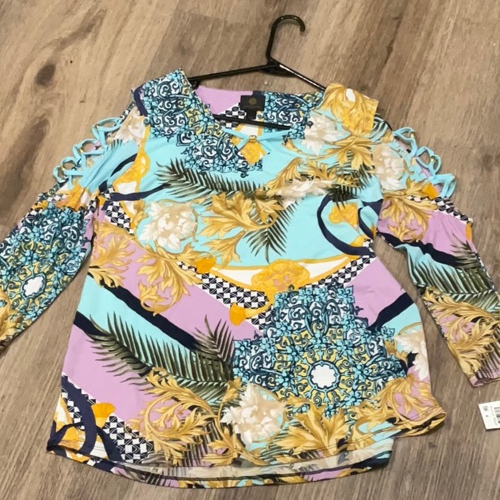 Floral Cold Shoulder Top - Multicolor